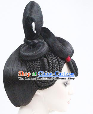 China Traditional Tang Dynasty Palace Lady Wigs Chignon Classical Dance Performance Headdress