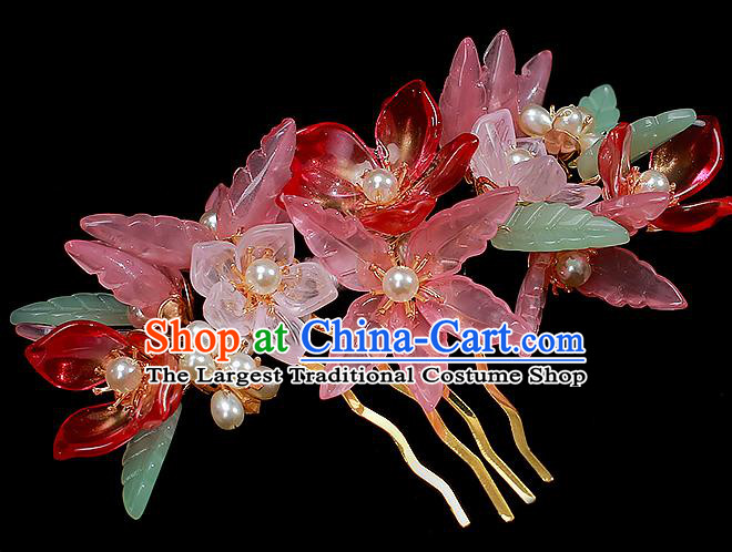 Chinese Ancient Noble Beauty Flowers Hairpin Traditional Song Dynasty Court Lady Hair Comb