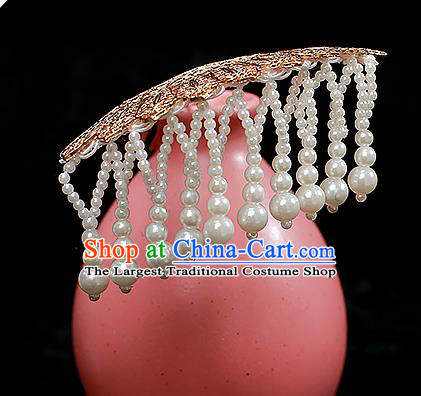 Chinese Ancient Palace Lady Golden Hairpin Traditional Tang Dynasty Court Tassel Hair Comb