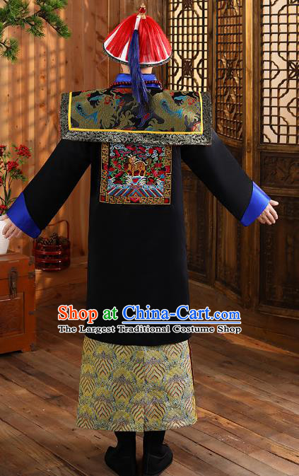 China Ancient Qing Dynasty Royal Highness Minister Garment Costumes and Hat Complete Set