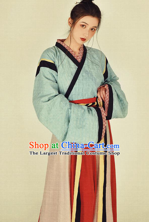 China Ancient Noble Lady Hanfu Dress Garment Traditional Jin Dynasty Female Swordsman Historical Clothing