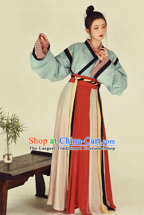China Ancient Noble Lady Hanfu Dress Garment Traditional Jin Dynasty Female Swordsman Historical Clothing