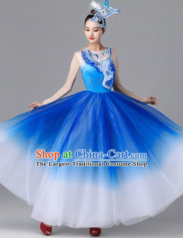 Top Opening Dance Royalblue Dress Modern Dance Garment Costume Stage Performance Clothing