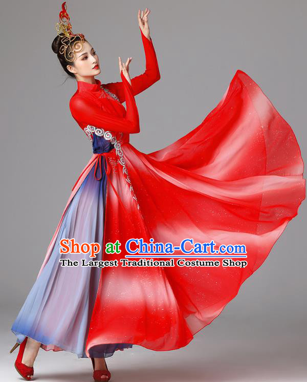 Chinese Spring Festival Gala Opening Dance Red Dress Stage Performance Clothing Classical Dance Garment Costume
