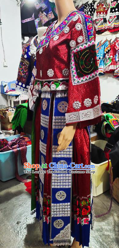 Chinese Miao Nationality Performance Dress Clothing Xiangxi Minority Outfits Hmong Ethnic Folk Dance Garment