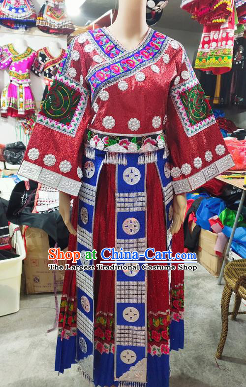 Chinese Miao Nationality Performance Dress Clothing Xiangxi Minority Outfits Hmong Ethnic Folk Dance Garment