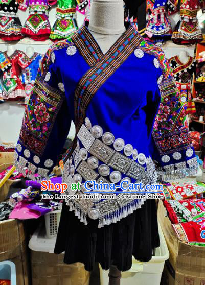 Chinese Tujia Minority Outfits Ethnic Folk Dance Garment Xiangxi Nationality Performance Dress Clothing