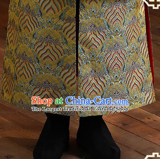 China Qing Dynasty Navy Official Robe Garment Ancient Royal King Historical Clothing and Headwear Full Set
