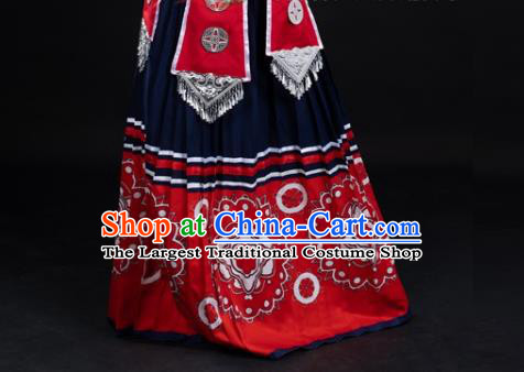 Chinese Ethnic Garment Clothing Traditional Zhuang Nationality Folk Dance Suits Guangxi Minority Wedding Dress and Headdress