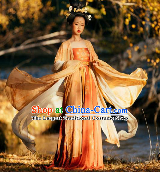 China Tang Dynasty Imperial Concubine Historical Clothing Ancient Court Beauty Hanfu Dress Garments