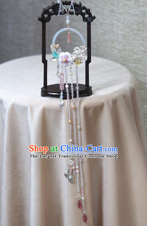 China Traditional Hanfu Beads Tassel Waist Accessories Ancient Ming Dynasty Princess Belt Jade Pendant