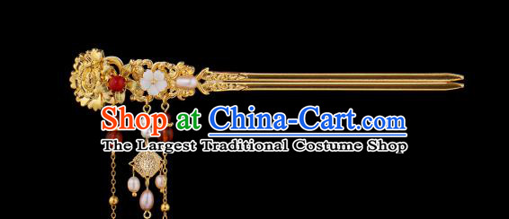 Chinese Ancient Empress Golden Hair Stick Hair Accessories Traditional Tang Dynasty Court Lady Hairpin