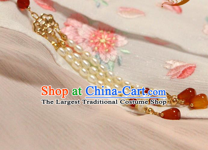 China Ancient Noble Woman Tassel Hairpin Traditional Hanfu Hair Accessories Ming Dynasty Golden Phoenix Hair Stick