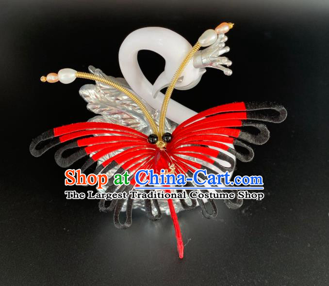 China Ancient Young Woman Hairpin Traditional Hanfu Hair Accessories Ming Dynasty Silk Butterfly Hair Stick
