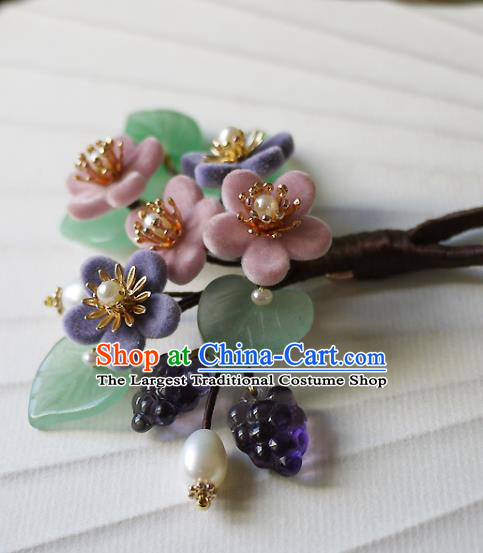 Chinese Ancient Imperial Concubine Plum Blossom Hairpin Hair Accessories Traditional Qing Dynasty Court Woman Pearls Hair Stick