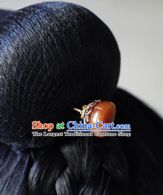 Chinese Ancient Princess Agate Lotus Seedpod Hairpin Hair Accessories Traditional Song Dynasty Court Beauty Hair Stick