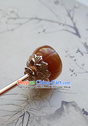 Chinese Ancient Princess Agate Lotus Seedpod Hairpin Hair Accessories Traditional Song Dynasty Court Beauty Hair Stick