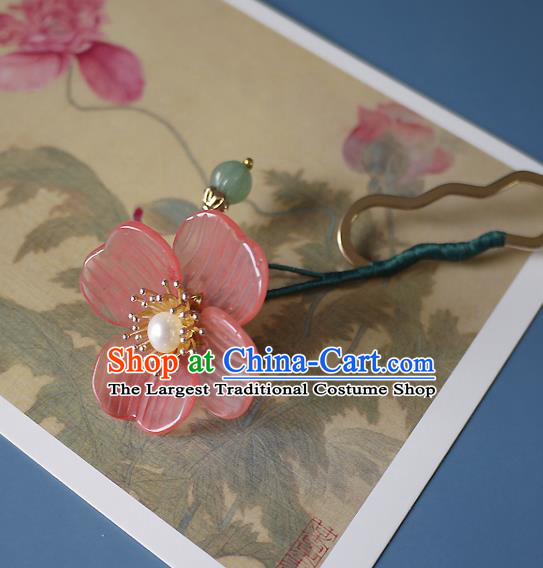 Chinese Ancient Princess Hairpin Hair Accessories Traditional Song Dynasty Pink Peach Blossom Hair Stick