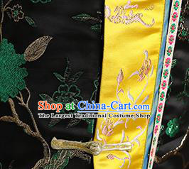 China Ancient Manchu Imperial Consort Black Dress Qing Dynasty Court Woman Garments Clothing and Headpieces Complete Set