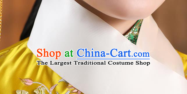 China Ancient Manchu Imperial Consort Black Dress Qing Dynasty Court Woman Garments Clothing and Headpieces Complete Set