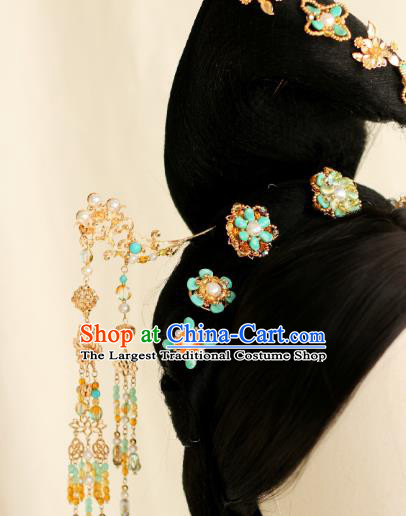 Chinese Ancient Court Beauty Hairpin Traditional Tang Dynasty Princess Hair Stick Tassel Step Shake