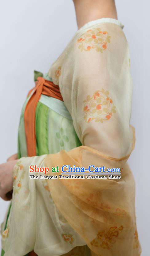 China Ancient Court Woman Green Hanfu Dress Garments Traditional Tang Dynasty Princess Taiping Historical Clothing