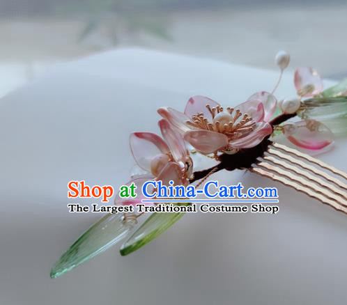 Chinese Ancient Princess Hairpin Traditional Song Dynasty Noble Lady Peach Blossom Hair Stick Headwear