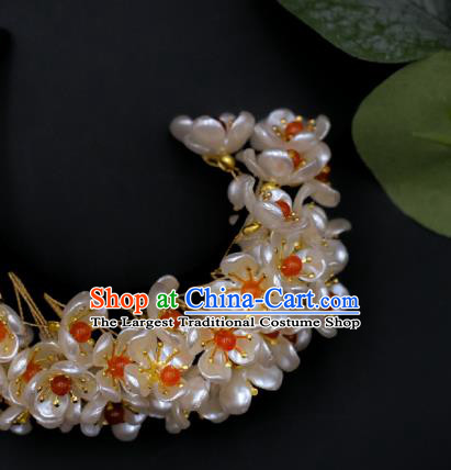 Chinese Ancient Imperial Consort Pearls Hairpin Traditional Song Dynasty Court Woman Hair Crown Headdress