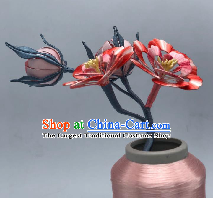China Handmade Silk Peony Flowers Hairpin Traditional Hanfu Hair Accessories Ancient Song Dynasty Court Princess Hair Stick