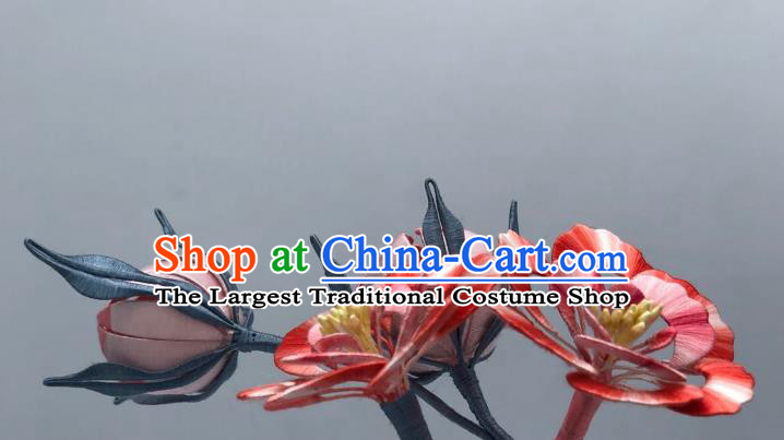 China Handmade Silk Peony Flowers Hairpin Traditional Hanfu Hair Accessories Ancient Song Dynasty Court Princess Hair Stick