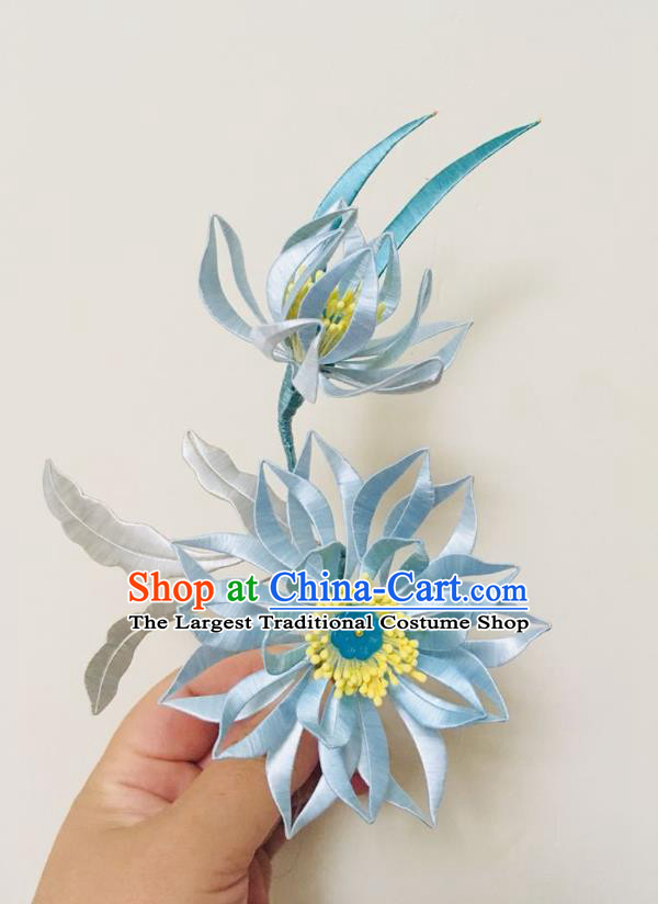 China Handmade Silk Lotus Hairpin Traditional Qing Dynasty Hair Accessories Ancient Imperial Concubine Hair Comb