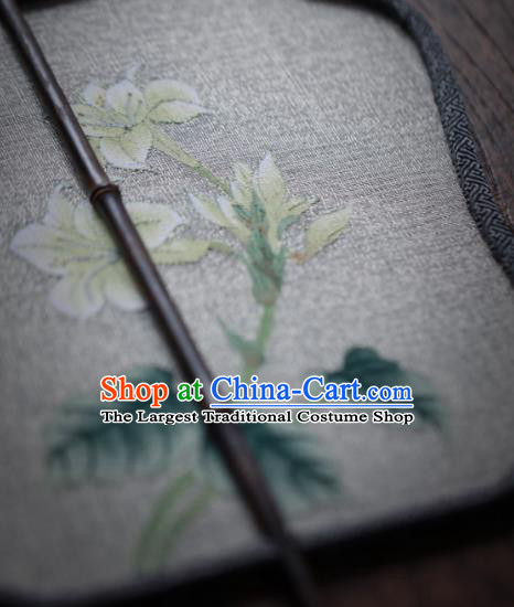 Chinese Handmade Kesi Plantain Lily Painting Pattern Silk Fan Ancient Hanfu Fans Traditional Palace Fan