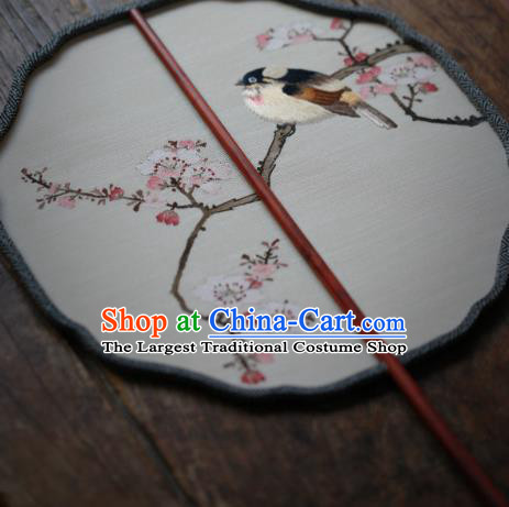 Chinese Ancient Song Dynasty Princess Hanfu Fans Handmade Kesi Apricot Blossom Pattern Silk Fan Traditional Palace Fan