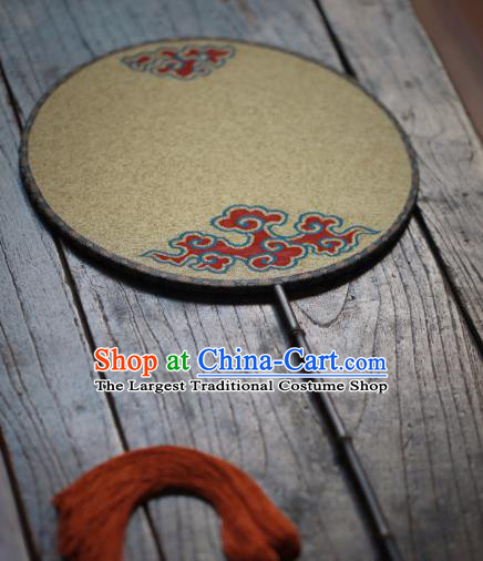 Chinese Handmade Kesi Light Yellow Silk Fan Traditional Song Dynasty Palace Fan Ancient Princess Hanfu Circular Fans
