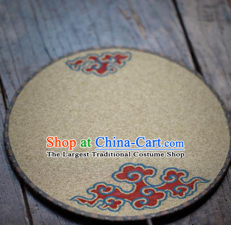 Chinese Handmade Kesi Light Yellow Silk Fan Traditional Song Dynasty Palace Fan Ancient Princess Hanfu Circular Fans