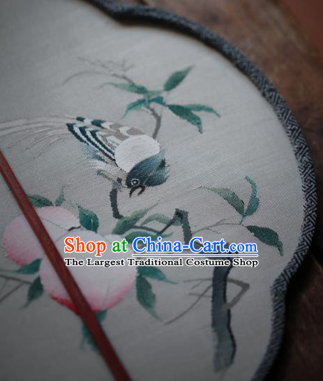 Chinese Traditional Song Dynasty Palace Fan Ancient Princess Hanfu Fans Handmade Kesi Peach Painting Pattern Silk Fan