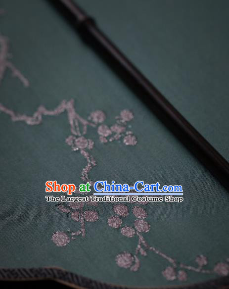 Chinese Handmade Kesi Plum Blossom Painting Pattern Green Silk Fan Traditional Palace Fan Ancient Princess Hanfu Fans