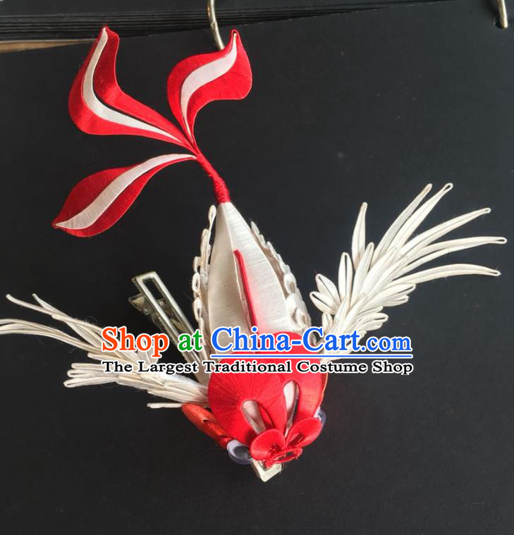 China Handmade Silk Goldfish Hairpin Traditional Song Dynasty Hair Accessories Ancient Palace Princess Hair Claw