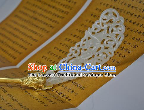 China Handmade Five Dynasties Hairpin Traditional Hanfu Hair Accessories Ancient Court Lady Jade Hair Stick