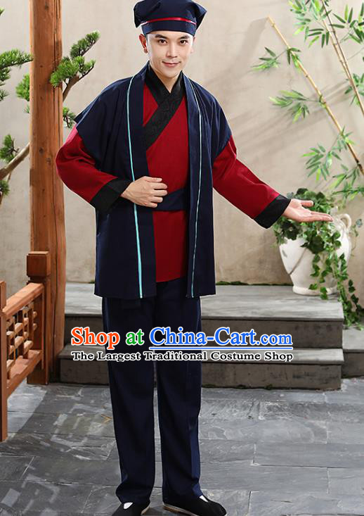China Ancient Clothing Ming Dynasty Waiter Civilian Male Stage Performance Suits