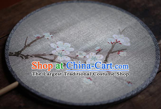 Chinese Traditional Palace Fan Ancient Song Dynasty Princess Hanfu Fans Handmade Kesi Plum Painting Silk Circular Fan