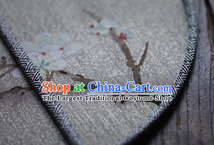 Chinese Traditional Palace Fan Ancient Song Dynasty Princess Hanfu Fans Handmade Kesi Plum Painting Silk Circular Fan