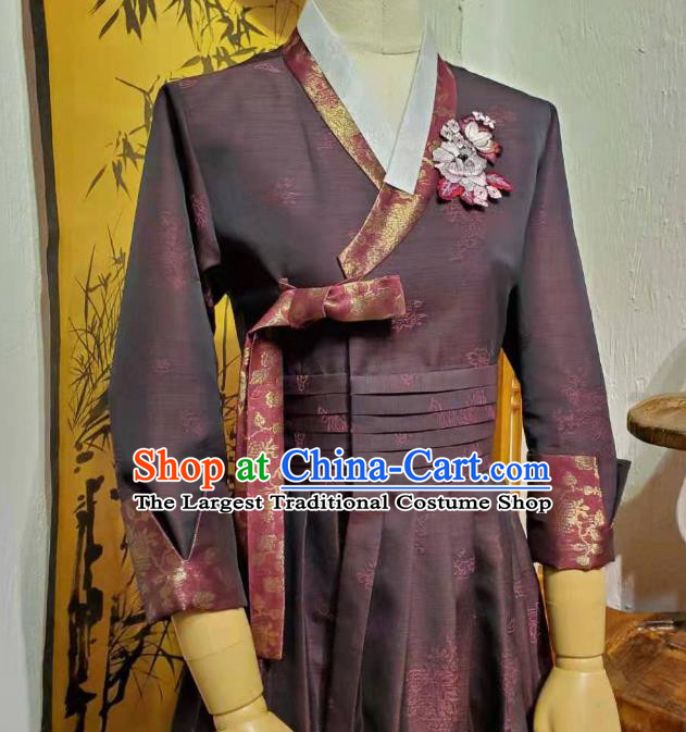 Asian Korea Informal Purple Dress Korean Traditional Garments Fashion Young Woman Hanbok Clothing