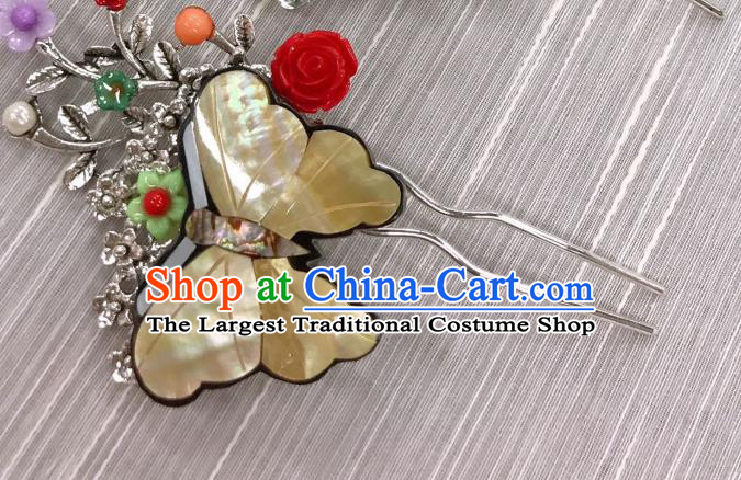 Korea Stage Performance Hair Stick Korean Bride Yellow Butterfly Hairpin Traditional Wedding Hair Accessories