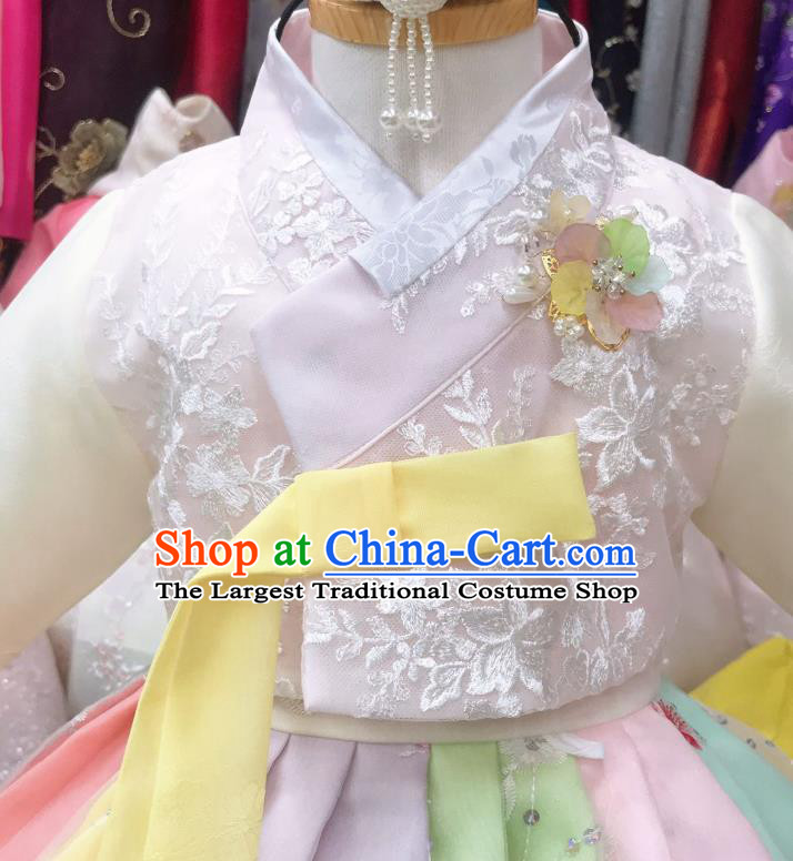 Asian Korean Girl Pink Blouse and Dress Children Princess Garments Fashion Korea Traditional Birthday Hanbok Clothing