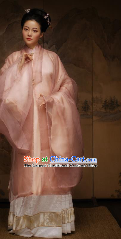 China Traditional Ming Dynasty Nobility Beauty Historical Clothing Ancient Royal Countess Hanfu Dress Garments