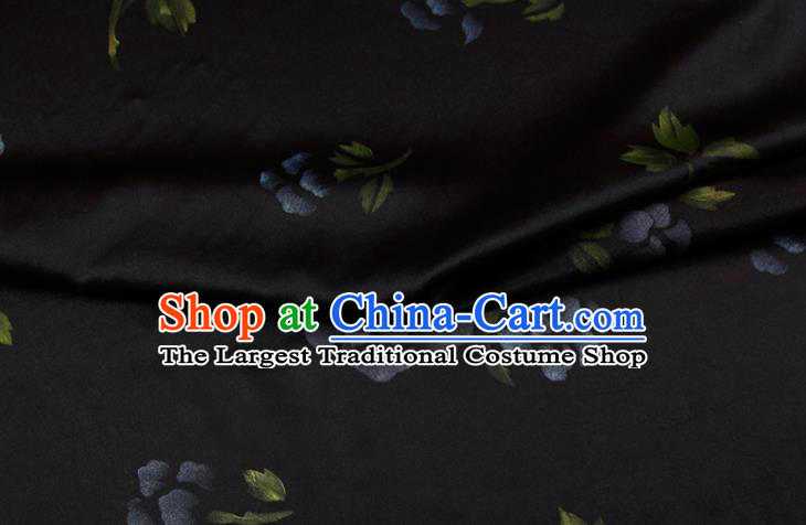 China Traditional Fabric Classical Flowers Pattern Black Silk Gambiered Guangdong Gauze