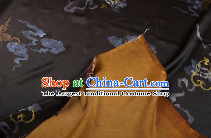 China Gambiered Guangdong Gauze Traditional Fabric Classical Butterfly Pattern Black Silk