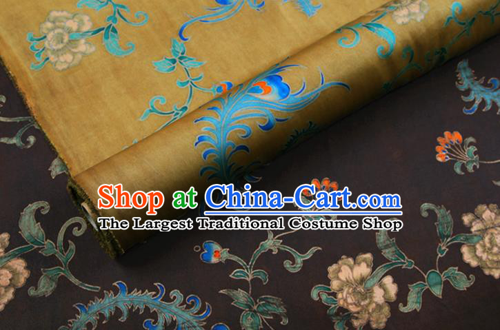 China Yellow Gambiered Guangdong Gauze Traditional Cheongsam Silk Fabric Classical Cloth Drapery