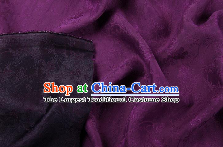 China Traditional Jacquard Drapery Classical Cheongsam Gambiered Guangdong Gauze Purple Silk Fabric